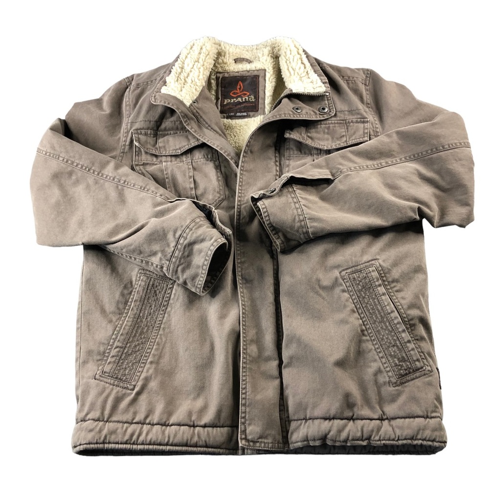 Mens Large Tan Sherpa Lined Casual Bomber Jacket, Tacoma Jacket